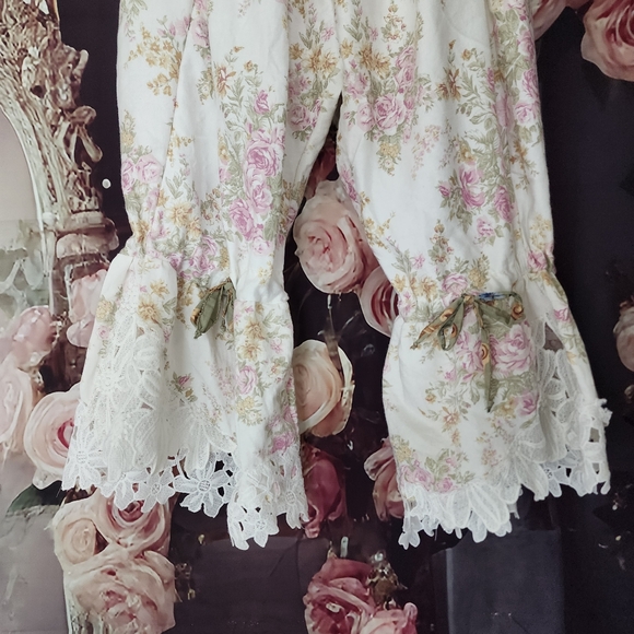 Victorian Shabby Bloomers Ruffle Pants Rose Print Like Boho Print Rose - Picture 14 of 17